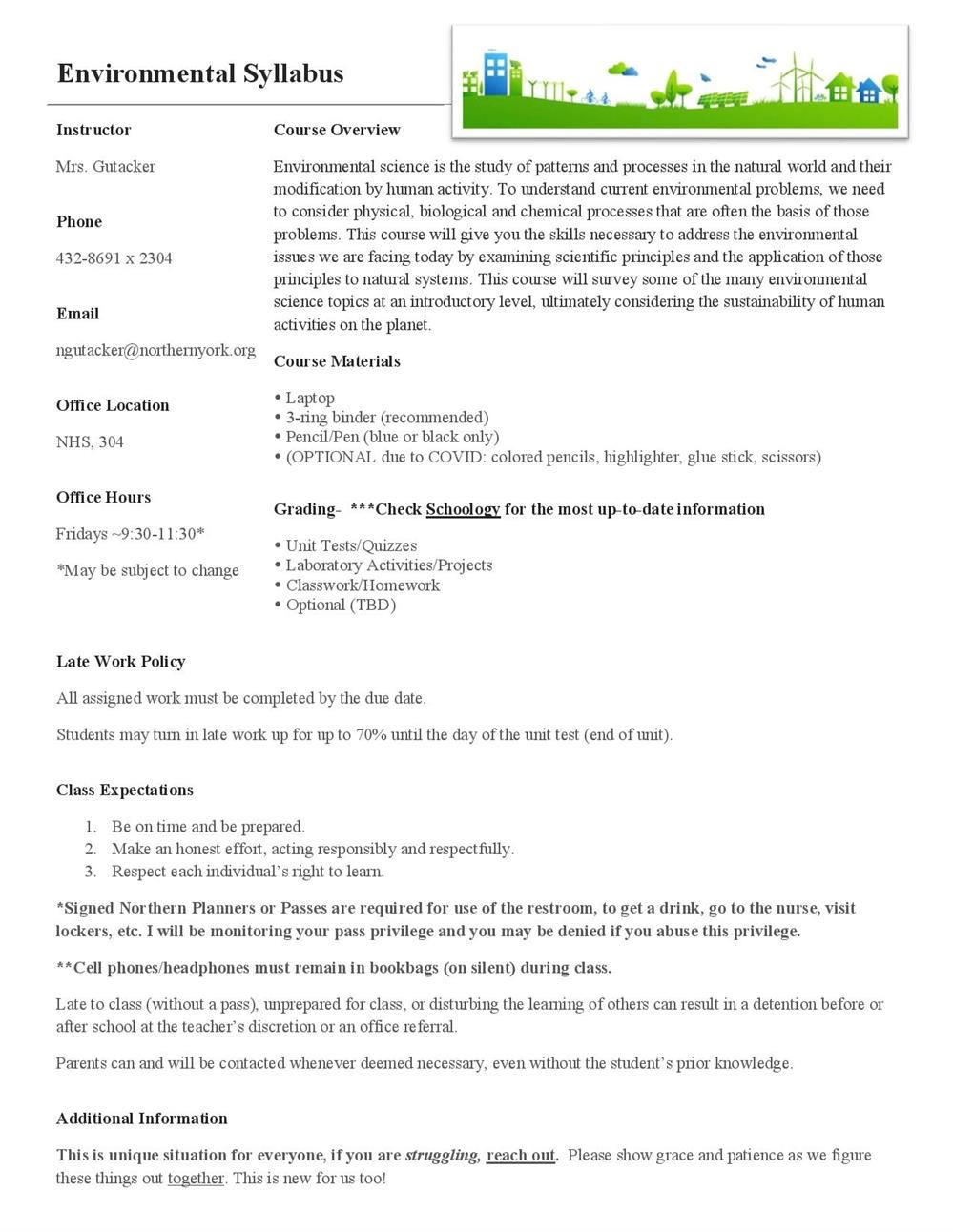 Mrs. G Syllabus